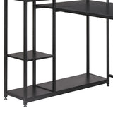 Benzara Computer Desk and Bookshelf with Multiple Shelves, Black BM261324 Black MDF and Metal BM261324