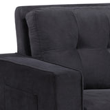 Benzara Loveseat with Velvet Upholstery and Tufted Design, Black BM261328 Black Wood and Fabric BM261328