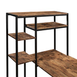 Benzara Computer Desk with 6 Tier Bookshelf, Brown and Black BM261329 Brown and Black MDF and Metal BM261329