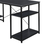 Benzara Computer Desk with 5 Tier Bookcase and Metal Frame, Black BM261332 Black MDF and Metal BM261332