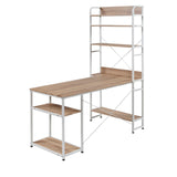 Computer Desk with 5 Tier Bookshelf and X Bar Supports, White