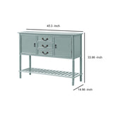 Benzara Console Table with 3 Drawers and 2 Door Cabinets, Light Green BM261343 Green MDF BM261343