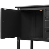 Benzara Console Table with 3 Drawers and 2 Door Cabinets, Black BM261345 Black MDF BM261345