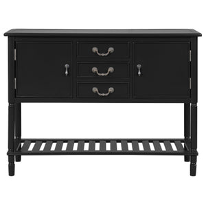 Benzara Console Table with 3 Drawers and 2 Door Cabinets, Black BM261345 Black MDF BM261345