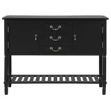 Console Table with 3 Drawers and 2 Door Cabinets, Black