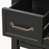 Benzara Console Table with 4 Drawers and 1 Storage Cabinet, Black BM261346 Black Solid wood BM261346