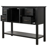 Benzara Console Table with 4 Drawers and 1 Storage Cabinet, Black BM261346 Black Solid wood BM261346