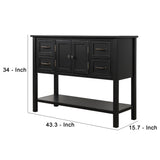 Benzara Console Table with 4 Drawers and 1 Storage Cabinet, Black BM261346 Black Solid wood BM261346