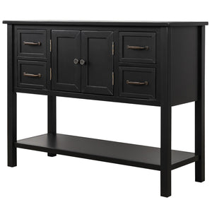 Benzara Console Table with 4 Drawers and 1 Storage Cabinet, Black BM261346 Black Solid wood BM261346