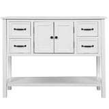 Benzara Console Table with 4 Drawers and 1 Storage Cabinet, White BM261347 White Solid wood BM261347