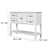 Benzara Console Table with 4 Drawers and 1 Storage Cabinet, White BM261347 White Solid wood BM261347