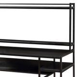 Benzara Computer Desk with Hutch and Removable Monitor Riser, Black BM261349 Black MDF and Metal BM261349