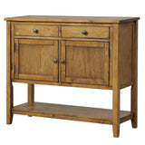 Benzara Console Table with 2 Drawers and 2 Doors, Brown BM261357 Brown Solid Wood BM261357