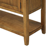 Benzara Console Table with 2 Drawers and 2 Doors, Brown BM261357 Brown Solid Wood BM261357