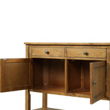 Benzara Console Table with 2 Drawers and 2 Doors, Brown BM261357 Brown Solid Wood BM261357