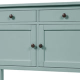 Benzara Console Table with 2 Drawers and 2 Doors, Retro Green BM261359 Green Solid Wood BM261359