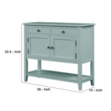 Benzara Console Table with 2 Drawers and 2 Doors, Retro Green BM261359 Green Solid Wood BM261359