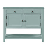 Console Table with 2 Drawers and 2 Doors, Retro Green