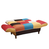 Benzara Sleeper Sofa with Patchwork Pattern and Rounded Feet, Multicolor BM261366 Multicolor Solid wood, Fabric, MDF BM261366