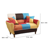 Benzara Sleeper Sofa with Patchwork Pattern and Rounded Feet, Multicolor BM261366 Multicolor Solid wood, Fabric, MDF BM261366