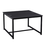 Benzara Office Desk with Double Workstations and Trestle Base, Black BM261375 Black MDF and Metal BM261375
