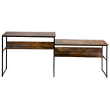 Double Office Desk with Industrial Open Metal Frame, Brown and Black