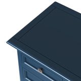 Benzara Console Table with 6 Drawers and 2 Shutter Doors, Navy Blue BM261379 Blue Solid Wood BM261379