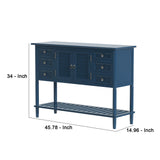 Benzara Console Table with 6 Drawers and 2 Shutter Doors, Navy Blue BM261379 Blue Solid Wood BM261379