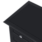 Benzara Console Table with 6 Drawers and 2 Shutter Doors, Black BM261380 Black Solid Wood BM261380