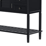 Benzara Console Table with 6 Drawers and 2 Shutter Doors, Black BM261380 Black Solid Wood BM261380