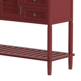 Benzara Console Table with 6 Drawers and 2 Shutter Doors, Red BM261383 Red Solid Wood BM261383