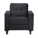 Benzara Accent Chair with Velvet Upholstery and Tufted Design, Black BM261392 Black Wood and Fabric BM261392