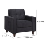 Benzara Accent Chair with Velvet Upholstery and Tufted Design, Black BM261392 Black Wood and Fabric BM261392