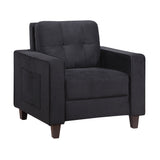 Benzara Accent Chair with Velvet Upholstery and Tufted Design, Black BM261392 Black Wood and Fabric BM261392