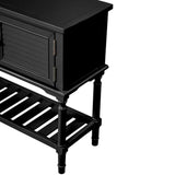 Benzara Console Table with 2 Drawers and 2 Shutter Doors, Black BM261396 Black Solid Wood BM261396