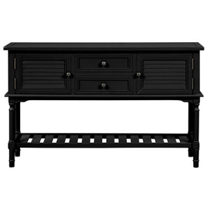 Benzara Console Table with 2 Drawers and 2 Shutter Doors, Black BM261396 Black Solid Wood BM261396