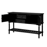 Benzara Console Table with 2 Drawers and 2 Shutter Doors, Black BM261396 Black Solid Wood BM261396