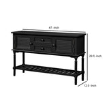 Benzara Console Table with 2 Drawers and 2 Shutter Doors, Black BM261396 Black Solid Wood BM261396