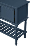 Benzara Console Table with 2 Drawers and 2 Shutter Doors, Navy Blue BM261399 Blue Solid Wood BM261399