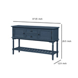 Benzara Console Table with 2 Drawers and 2 Shutter Doors, Navy Blue BM261399 Blue Solid Wood BM261399