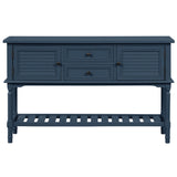 Benzara Console Table with 2 Drawers and 2 Shutter Doors, Navy Blue BM261399 Blue Solid Wood BM261399