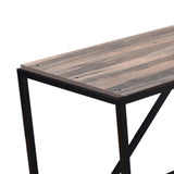 Benzara L Shaped Office Computer Desk with Metal Legs, Brown BM261401 Brown MDF, Metal BM261401