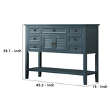 Benzara Console Table with 7 Drawers and 2 Doors, Blue BM261404 Blue MDF BM261404