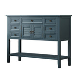 Console Table with 7 Drawers and 2 Doors, Blue