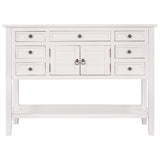 Benzara Console Table with 7 Drawers and 2 Doors, White BM261405 White MDF BM261405