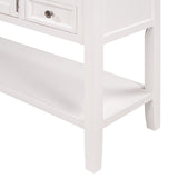 Benzara Console Table with 7 Drawers and 2 Doors, White BM261405 White MDF BM261405