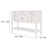 Benzara Console Table with 7 Drawers and 2 Doors, White BM261405 White MDF BM261405