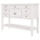 Console Table with 7 Drawers and 2 Doors, White