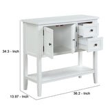 Benzara Console Table with 2 Drawers and 2 Doors Cabinet, White BM261407 White Wood BM261407