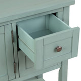 Benzara Console Table with 2 Drawers and 2 Doors Cabinet, Green BM261408 Green Wood BM261408